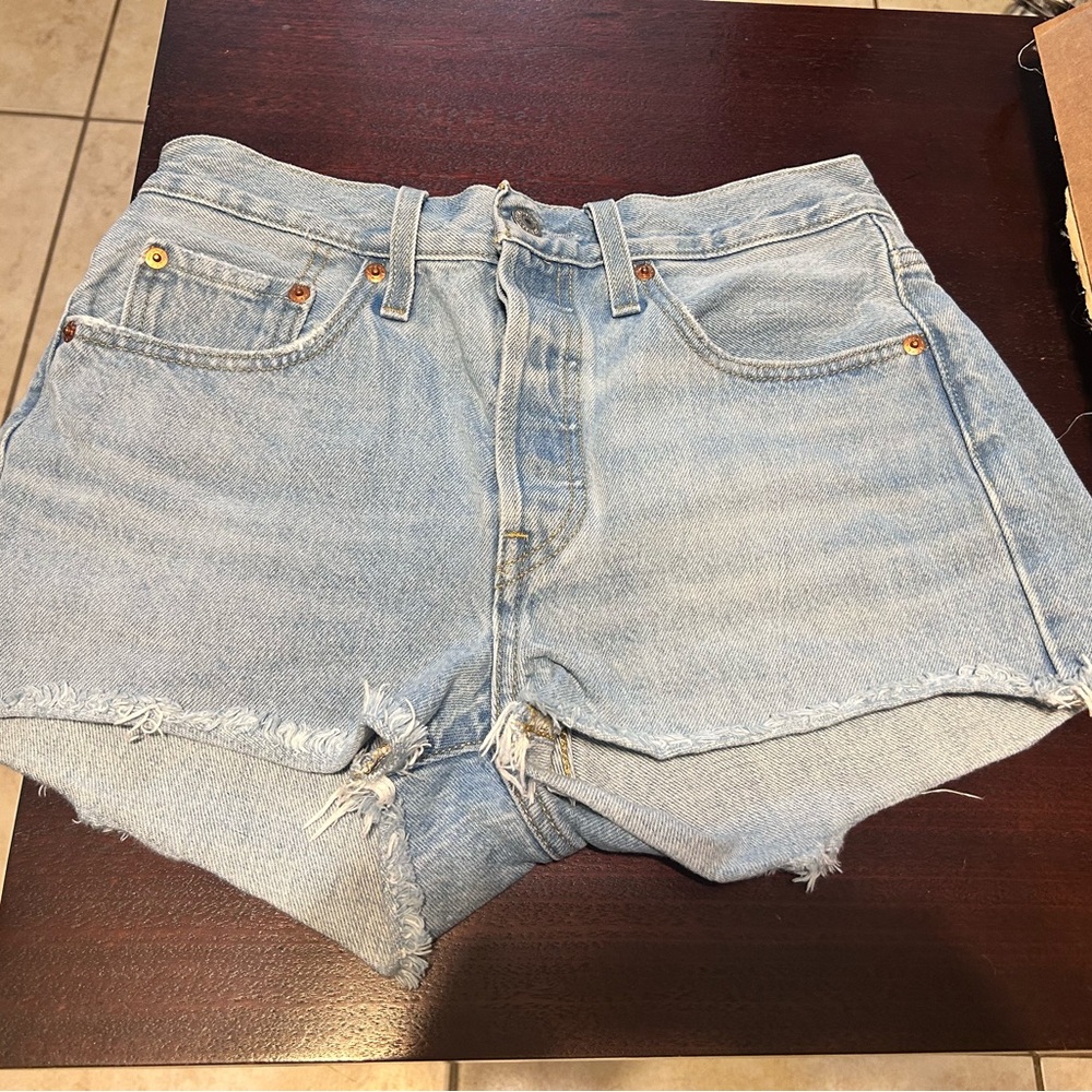 Levi's Light Blue High-Rise Cutoff Denim Shorts